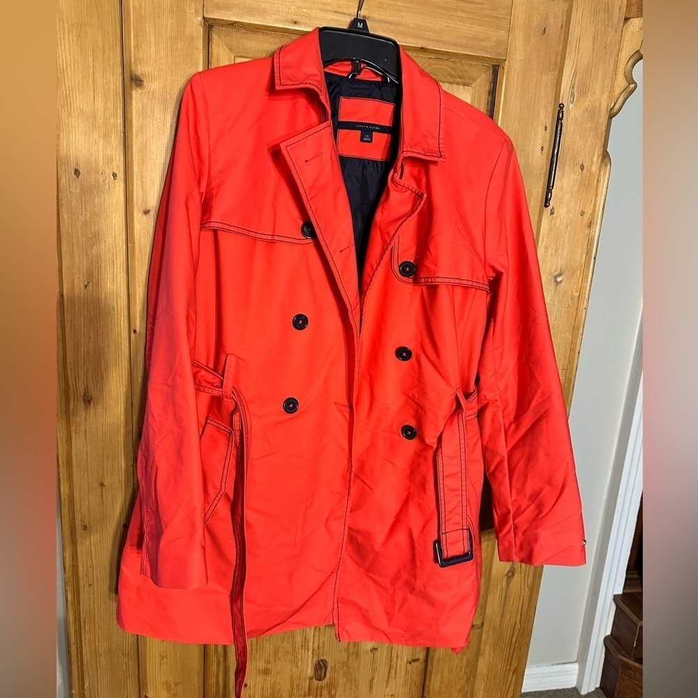 Tommy Hilfiger Red Trench Coat. Gorgeous!! Size Large